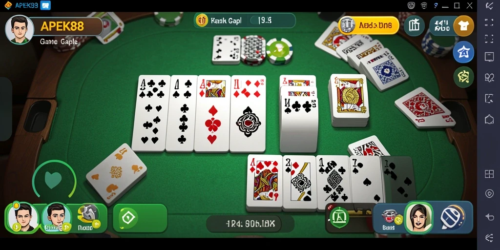 Screenshot APEK88 menampilkan gameplay Gaple yang mendebarkan.