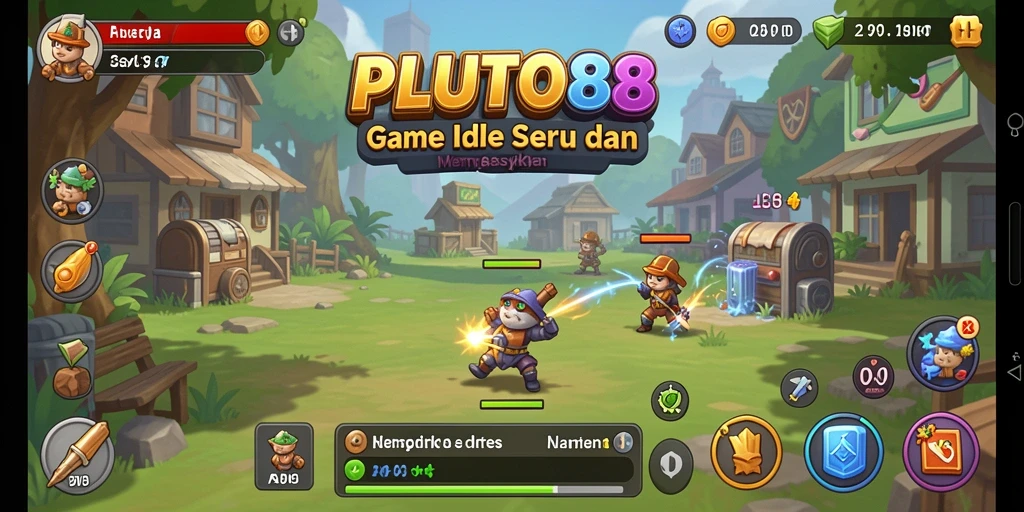 Tangkapan layar dari gameplay <strong>PLUTO88</strong> yang menunjukkan suasana Idle yang menyenangkan.