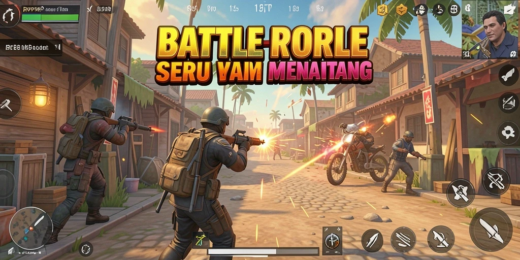 Tangkapan layar gameplay RPRPRP menunjukkan aksi pertarungan di pulau Battle Royale.