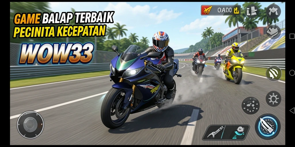 Tampilan gameplay menarik dari balapan motor yang seru.